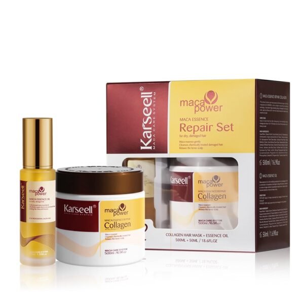 Karseell Collagen Hair Treatment Deep Repair Conditioning, Hair Mask Argan Oil Set for Dry Damaged Hair All Hair Types 16.9floz + 1.69floz - Image 2