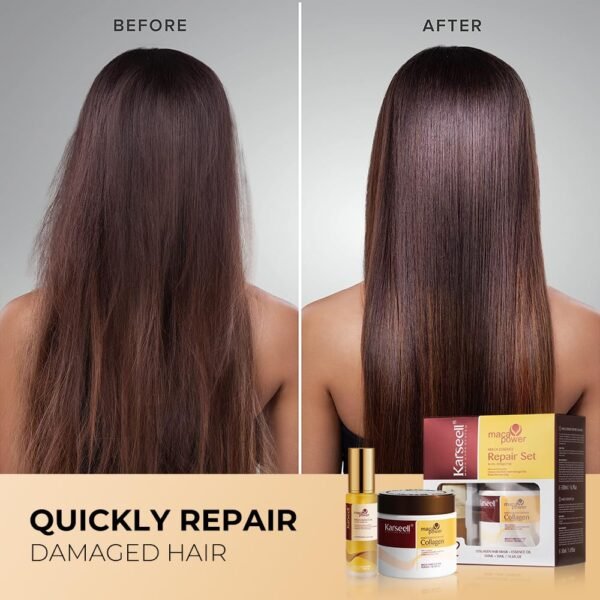 Karseell Collagen Hair Treatment Deep Repair Conditioning, Hair Mask Argan Oil Set for Dry Damaged Hair All Hair Types 16.9floz + 1.69floz - Image 7