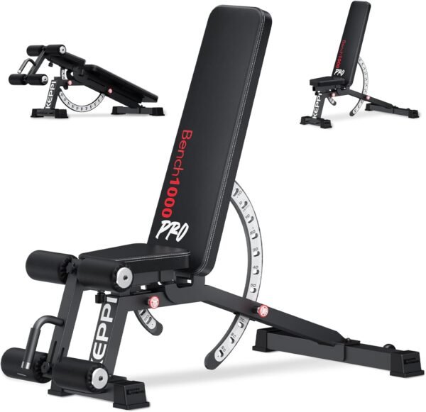 Keppi 1200LB Weight Bench, Heavy Duty Bench1000 PRO Adjustable Workout Bench Press Set for Home Gym Strength Training, Removable Foot Catch for Incline Flat Decline Sit Up Bench for Full Body Fitness - Image 2
