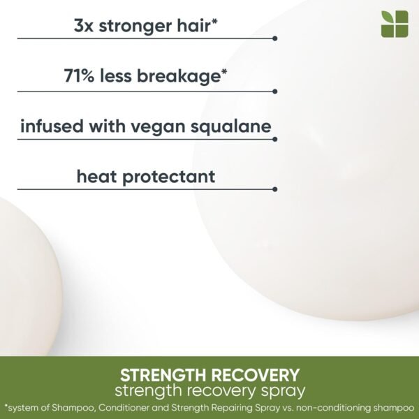 Biolage Strength Recovery Leave-In Conditioner Spray | Hair Repairing Heat Protectant & Detangler | Strengthens & Prevents Damage | For Damaged & Sensitized Hair | Vegan | Cruelty-Free - Image 4