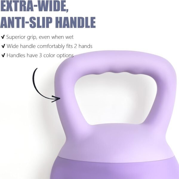 soges PVC One-Piece Kettlebell with Wide Handles, Strength Training Kettlebells 5lb to 35lb Optional for Women of Different Levels, Iron Sand Filled Soft Kettlebell - Image 10