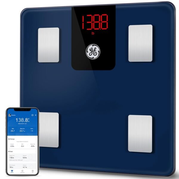 GE Smart Body Fat Scale: Digital Bathroom Scales for Weight and Fat Percentage - Bluetooth Body Composition Analyzer - Accurate Weighing Machine Health Monitor with Smartphone App, 400 lbs - Image 2