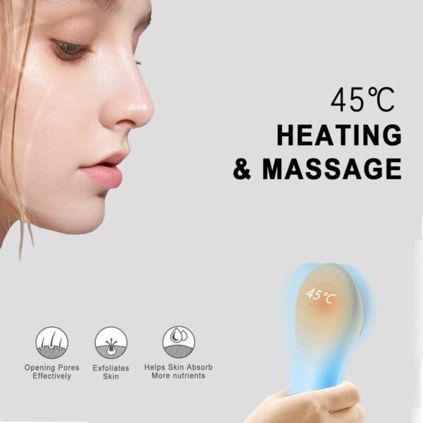 Silicone Face Scrubber Exfoliator, Rechargeable Facial Cleansing Brush with LCD Screen for Men & Women, Sonic Face Brush for Cleaning and Deep Cleansing and Exfoliating - Image 4