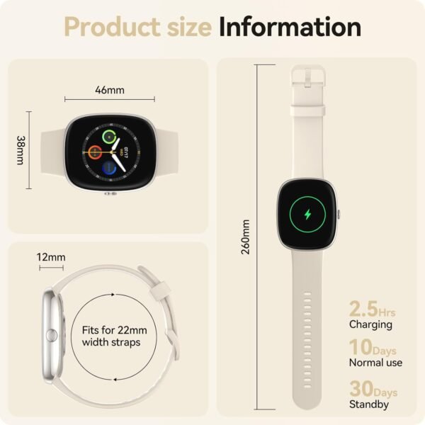 Fitness Tracker Watch with 24/7 Heart Rate Blood Oxygen Sleep Monitor, 1.69" HD 10 Day Battery Life Smart Watch, Step Calorie Counter Pedometer Activity Trackers Smartwatches for Women Men - Image 8