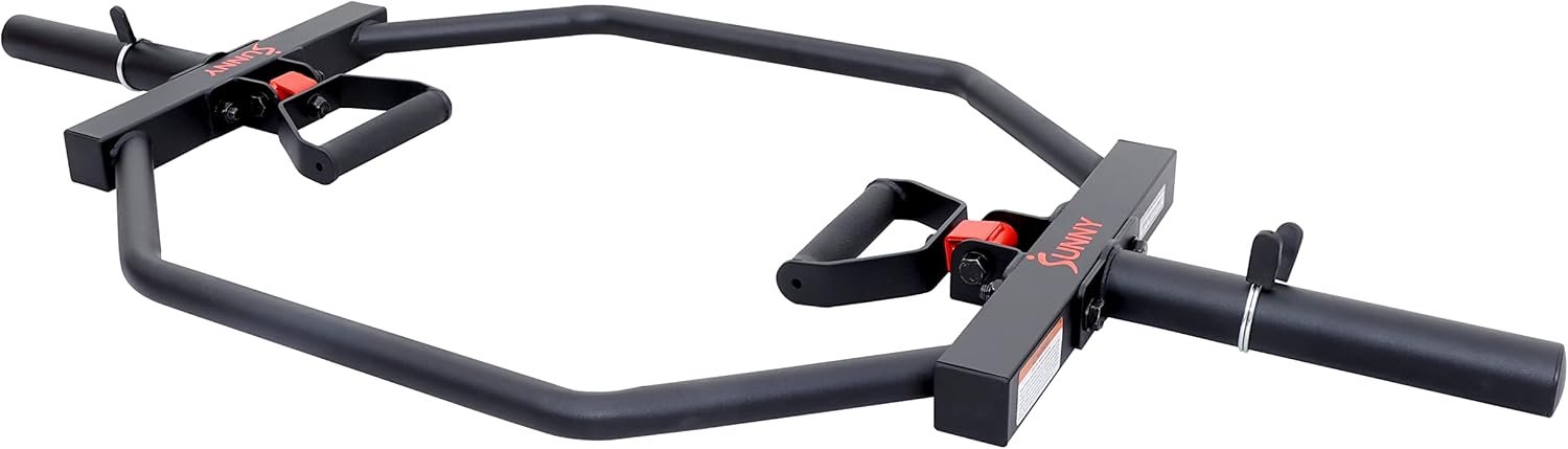 Sunny Health & Fitness Strength Training Olympic Hex Bar Barbell, High Load Capacity, Swivel Handles, Safety Clips, Knurled Handles for Deadlifts, Shoulder Presses, Shrugs, Back Rows, Weightlifting - Image 10