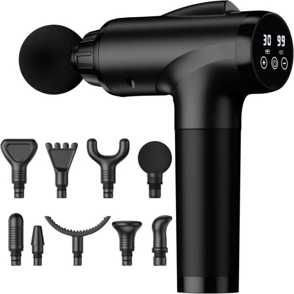 Massage Gun Deep Tissue, Handheld Electric Muscle Massager, High Intensity Percussion Massage Device for Pain Relief with 9 Attachments & 30 Speed(Black) - Image 2