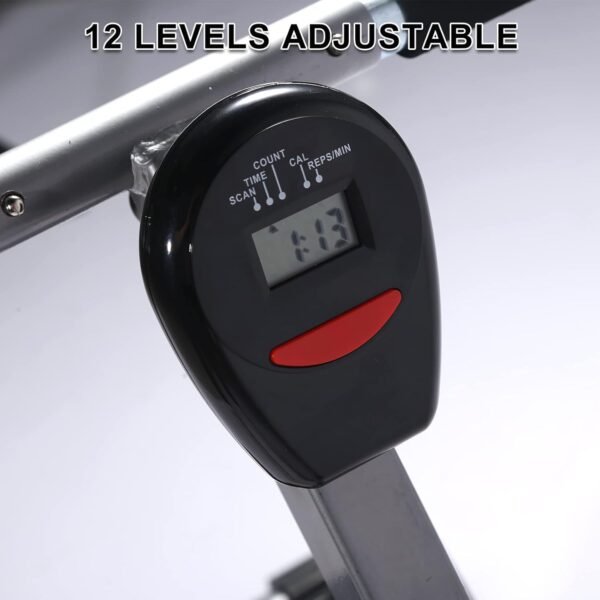 YSSOA Rowing Machine Rower Ergometer, with 12 Levels of Adjustable Resistance, Digital Monitor and 260 lbs of Maximum Load Black - Image 6