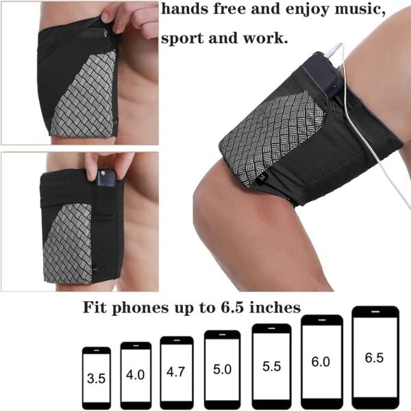 Cell Phone Armband for Running, Sports Armband for All Phones Fitness and Gym Workouts Universal (iPhone X/8/7/6/Plus,Samsung Galaxy S9/S8/S7/S6/Edge/Plus & LG,Huawei,Google,Sony & More) Black L - Image 4