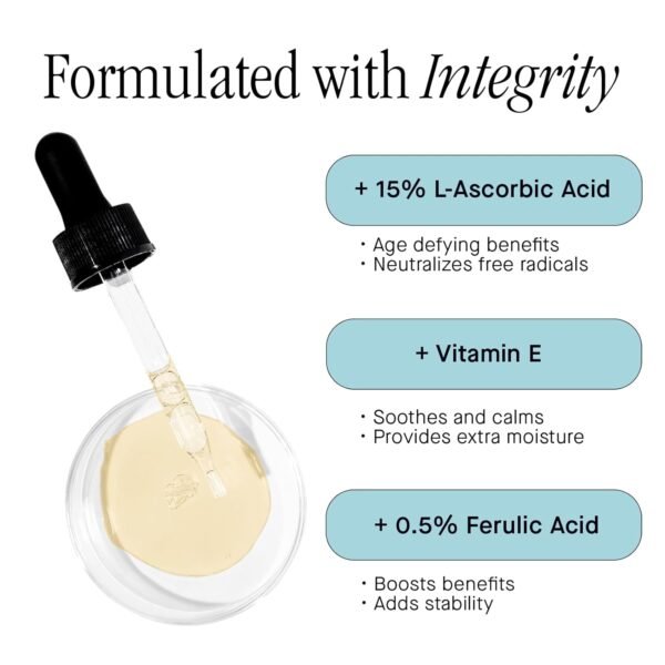 Brandefy Vitamin C Face Serum 15% L. Ascorbic Acid, Ferulic Acid .5% + Vitamin E for Self Care and Beauty, Face Dark Spot Corrector and Anti Aging 1oz, Made In The USA - Image 4