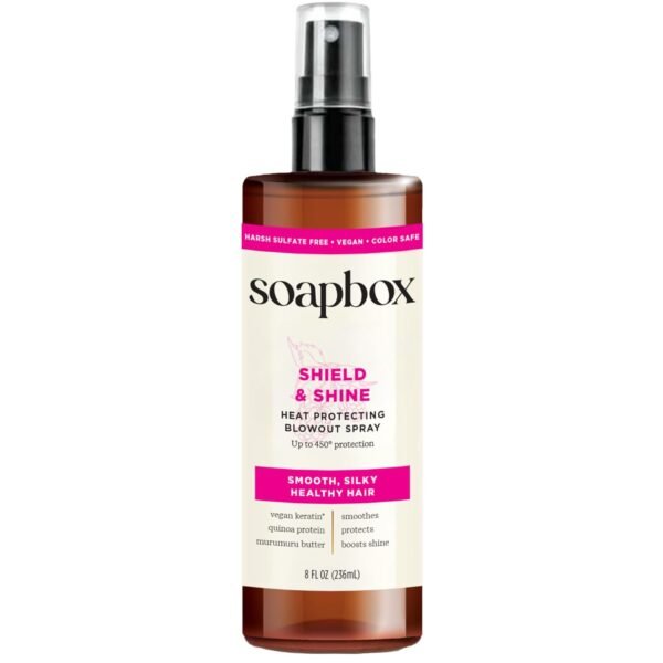 Soapbox Heat Protectant Spray, 8oz - Strengthening Hair Care, 3-in-1 Heat Protection, Shine Boosting, Anti Frizz Hair Spray, Vegan, Silicone Free, Sulfate Free, Color Safe - Image 2