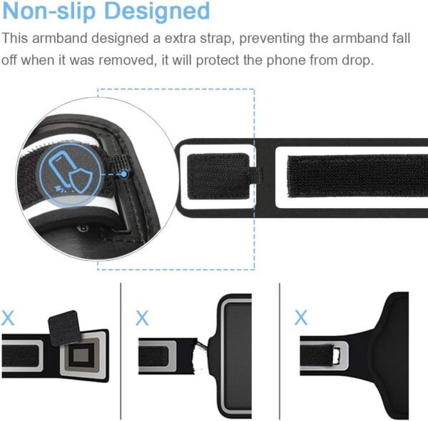 iPhone 16 Pro Max, 15 Pro Max, 16 Plus Armband with Earphone Holder, JEMACHE Gym Running Workouts Arm Band for iPhone 16/15/14 Plus, 16/15/14/13/12/11 Pro Max (Dark) - Image 5
