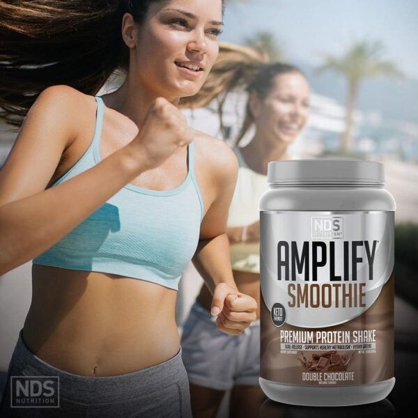 AMPLIFY NDS Nutrition Smoothie Premium Whey Protein Powder Shake with Added Greens and Amino Acids - Build Lean Muscle, Gain Strength, Lasting Energy, and Lose Fat - Double Chocolate (30 Servings) - Image 7