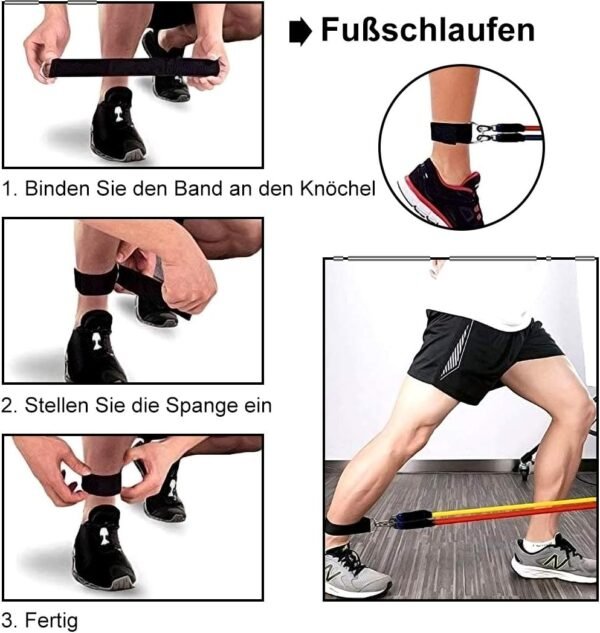 Resistance Bands Set Workout Bands with 5 Stackable Exercise Bands, 5 Resistance Loop Bands, 2 Core Sliders, Door Anchor, Ankle Straps, Jump Rope,Hand Grip Strengthener - Image 8