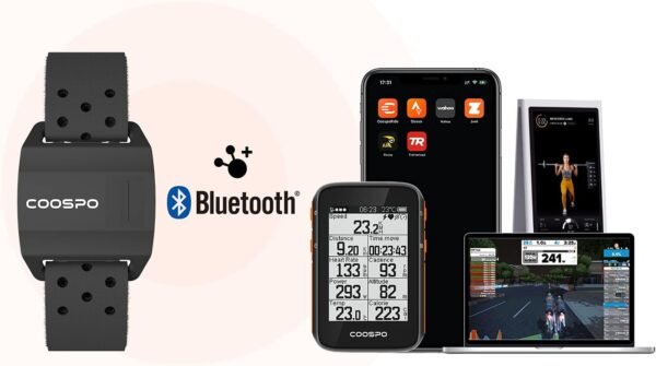 COOSPO Bluetooth Heart Rate Monitor Armband ANT+ Heart Rate Monitor Rechargeable HRM Sensor for Peloton Garmin Polar Wahoo Strava DDP Yoga (One More Free Armband) - Image 5