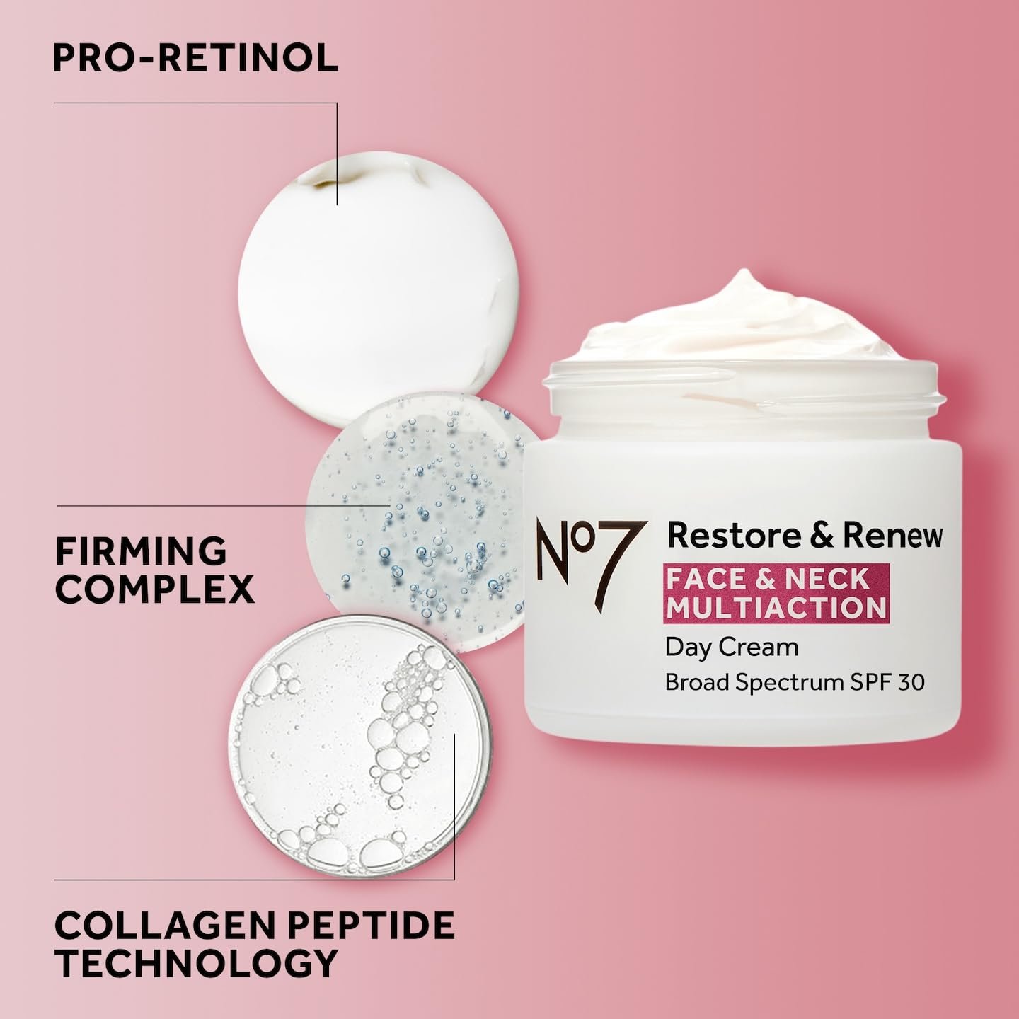 No7 Restore & Renew Multi Action Face & Neck SPF 30 Day Cream - Firming & Hydrating Face Moisturizer with Hyaluronic Acid to Help Visibly Reduce the Appearance of Wrinkles (1.69 Fl Oz) - Image 7