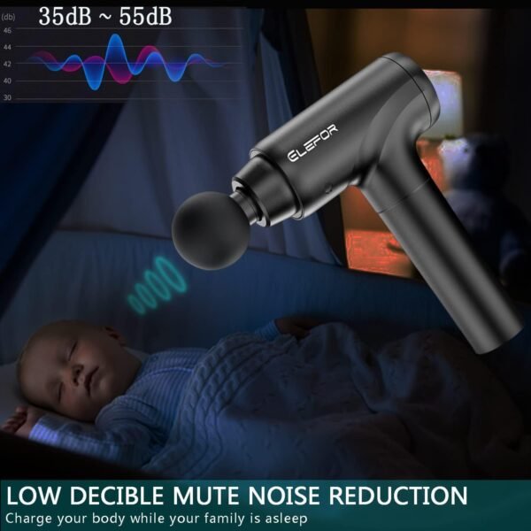 Massage Gun Deep Tissue,Percussion Massager Gun for Athletes Muscle Massage Gun for Pain Relief with 10 Massage Heads & 20 Speeds (Matte Black) - Image 8