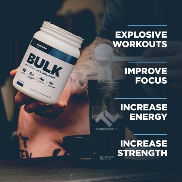 Transparent Labs Bulk Pre Workout Powder - Naturally Sweetened Advanced Pre-Workout Formula for Muscle Building and Strength - 30 Servings, Strawberry Kiwi - Image 6