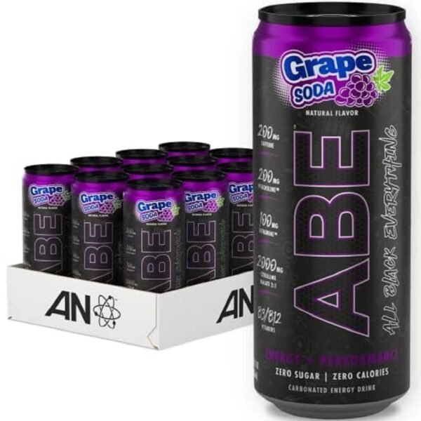 All Black Everything Sugar Free Energy Drink | Grape Soda | 0 Calories | 12 Pack | 200mg Natural Caffeine | Pre-Workout Sport Drink for Men and Women - Image 2
