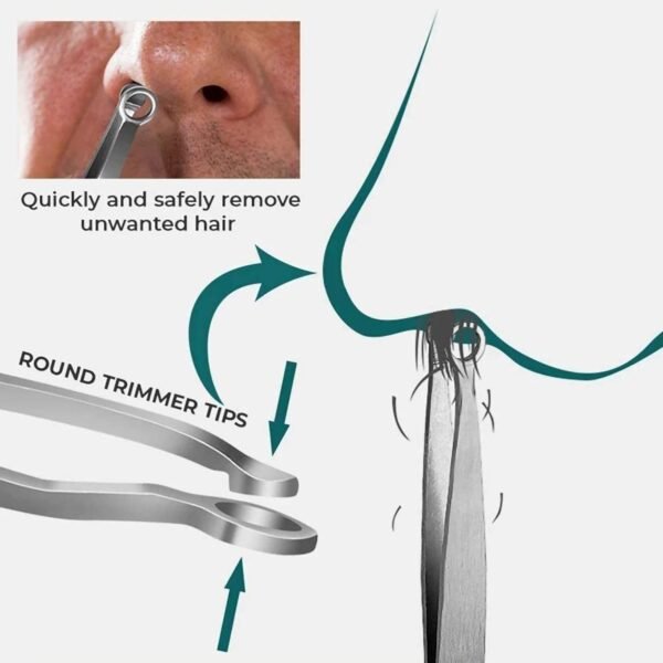 Universal Nose Hair Trimming Tweezers, Stainless Steel Eyebrow Trimmer, Friendly Round Tip, No Mirror Needed Easy Cut, for Noses, Sideburns, Brow, Body (1PC) - Image 6