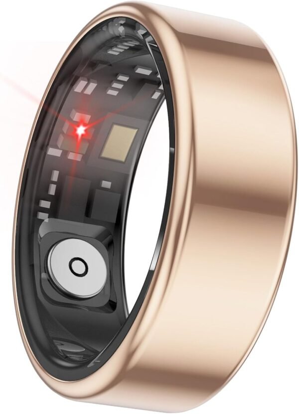 Smart Ring Fitness Tracker for Men Women, Health Sleep Heart Rate Blood Oxygen Tracker Smart Ring with Wireless Charger Box, IP68 Waterpro of Bluetooth Tracker Rings (Golden# 11) - Image 2