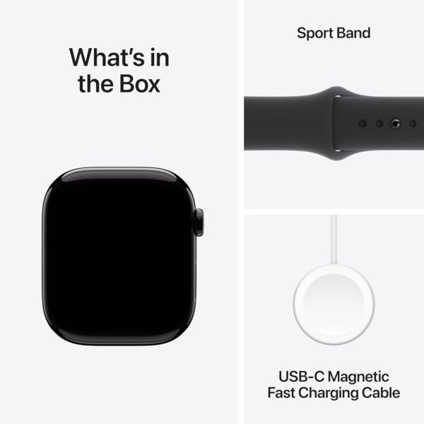 Apple Watch Series 10 [GPS 46mm case] Smartwatch with Jet Black Aluminium Case with Black Sport Band - M/L. Fitness Tracker, ECG App, Always-On Retina Display, Water Resistant - Image 8