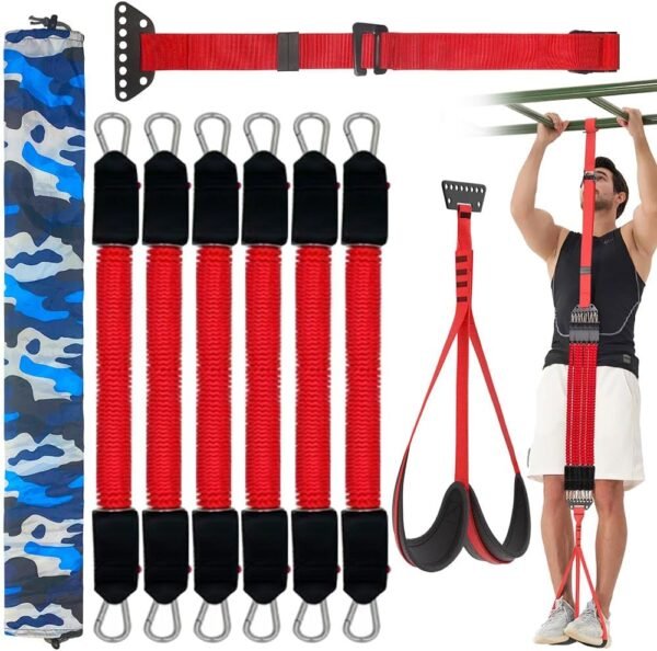 Pro Pull Up Assistance Bands,Heavy Duty Pull Up Bar with 6 Anti-Snap Resistance Bands,Adjustable Elastic Pull Up Assist Band with Fabric Feet/Knee Rest for Pull Ups System Home Gym Strength Training - Image 2