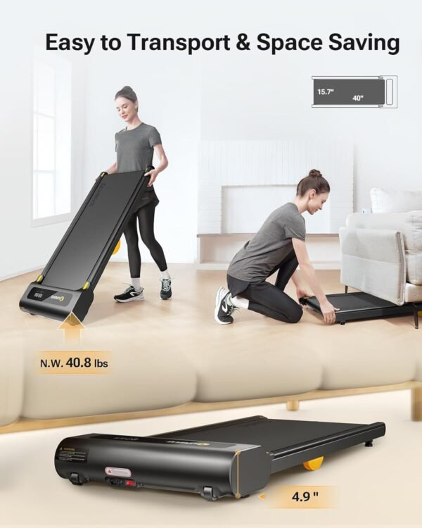 UREVO Under Desk Treadmill, Walking Pad Treadmills for Home, Portable Walking Treadmill 2.25HP, Walking Jogging Machine with 265 lbs Weight Capacity Remote Control LED Display - Image 5