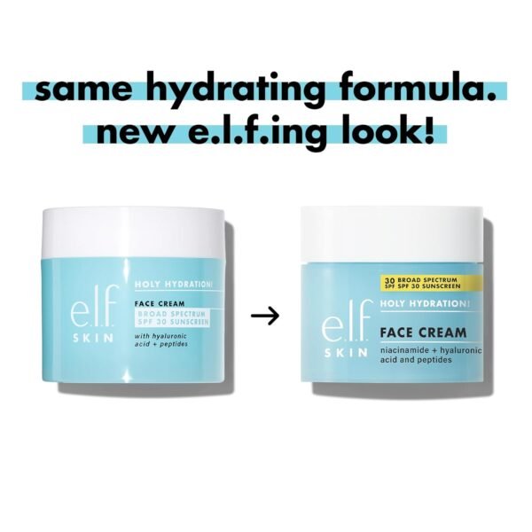 e.l.f. SKIN Holy Hydration! Face Cream - Broad Spectrum SPF 30 Sunscreen, Moisturizes & Softens Skin, Quick-Absorbing & Ultra-Hydrating, 1.8 Oz (50g) - Image 4