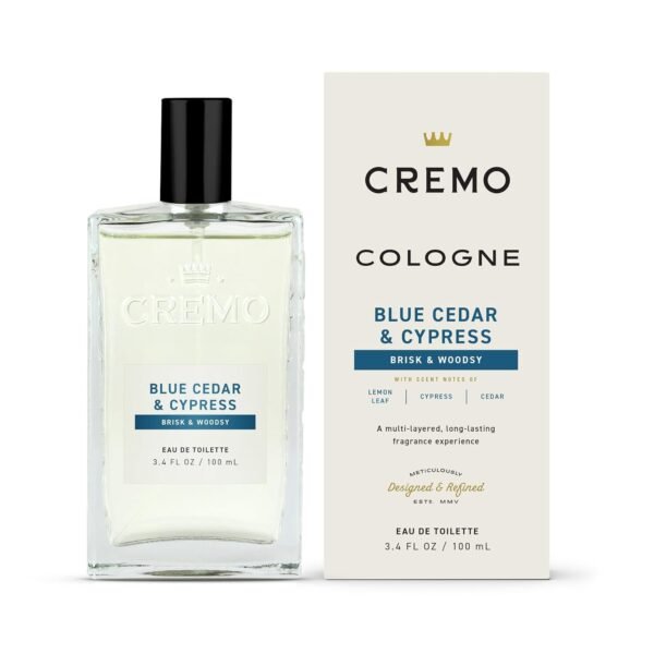Cremo Cologne for Men - Blue Cedar & Cypress Mens Cologne Spray- A Woodsy Scent with Notes of Lemon Leaf, Cypress and Cedar, Fragrances For Men, 3.4 Fl Oz - Image 4