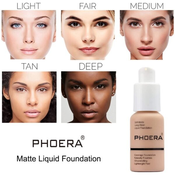 PHOERA Foundation, PHOERA Matte Liquid Foundation,PHOERA Makeup for Women, PHOERA Foundation Full Coverage Concealer, 30ml 24HR Matte Oil Control Concealer (106 - Warm Sun) - Image 4