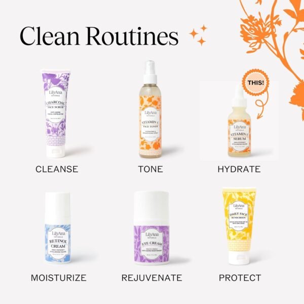 LilyAna Naturals Vitamin C Serum for Face - Face Serum with Hyaluronic Acid and Vitamin E, Anti Aging Serum, Reduces Age Spots and Sun Damage, Promotes Collagen and Elastin (1oz) - Image 9