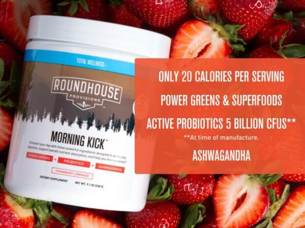 Morning Kick, Greens Superfood Powder Supplement with Ashwaganda, Collagen, Probiotics, Supports Energy Levels, 30 Servings (Strawberry Lemonade) by Chuck Norris - Image 9