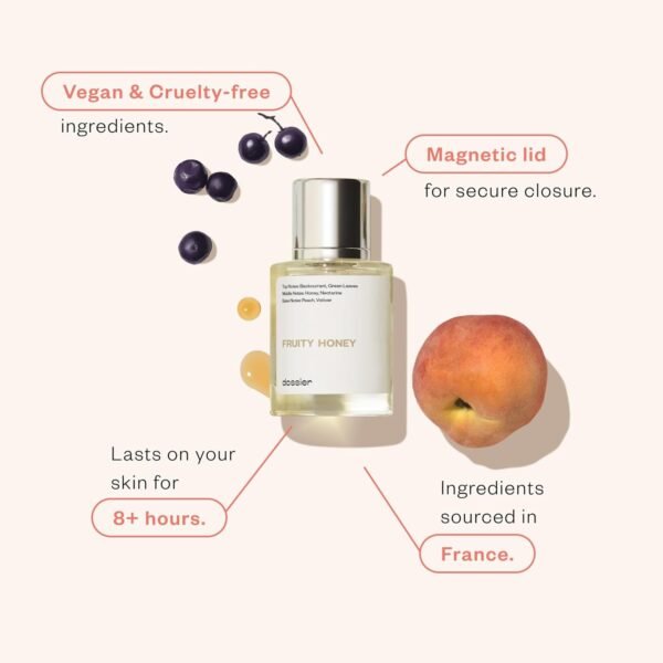 Dossier - Fruity Honey - Eau de Parfum - Inspired by J.Malone's Nectarine Blossom & Honey - Perfume Luxury - Pure Infused - Paraben-Free - Vegan - For Women Men Unisex - Fragrance 1.7 oz (Spray 50ml) - Image 3