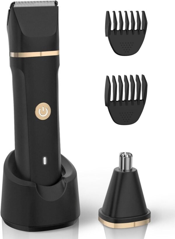 Body Hair Trimmer for Men - Manscape Pubic Groin and Ball Hair Shaver with Replaceable Ceramic Blade, Type-C Rechargeable Dock & Nose Hair Trimmer Head, Waterproof Electric Razor for Men Body Groomer - Image 2