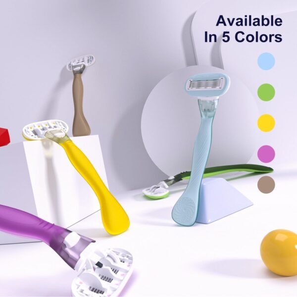 Razors for Women, 5-Blade Razors for Women Sensitive Skin, Womens Razors for Shaving, Women’s Razor Kit for a Smooth and Close Shave, 1 Razor with 4 Razor Blade Refills, Lavender Purple - Image 8