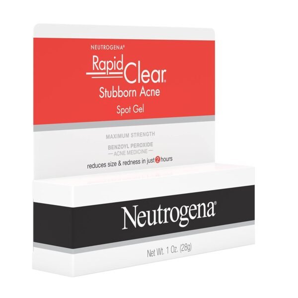 Neutrogena Rapid Clear Stubborn Acne Spot Treatment Gel with Maximum Strength 10% Benzoyl Peroxide Acne Treatment Medication, Pimple Cream for Acne Prone Skin Care, 1 oz - Image 13