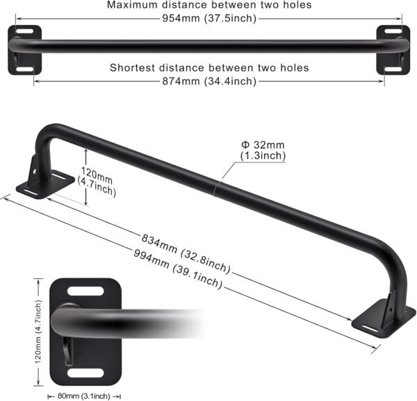 SELEWARE Heavy Duty Welded Pull Up Bar, Versatile Doorway Wall Mount, Joist Mounted, and Ceiling Mounted Chin Up Bars, Thick Metal Sturdy Construction for Full Body Workouts Support 500 lbs - Image 3