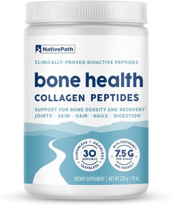 NativePath Bone Health Collagen Peptides, Type 1 & 3, with Fortibone and Verisol, 7.9 Ounce, 30 Servings - Image 2