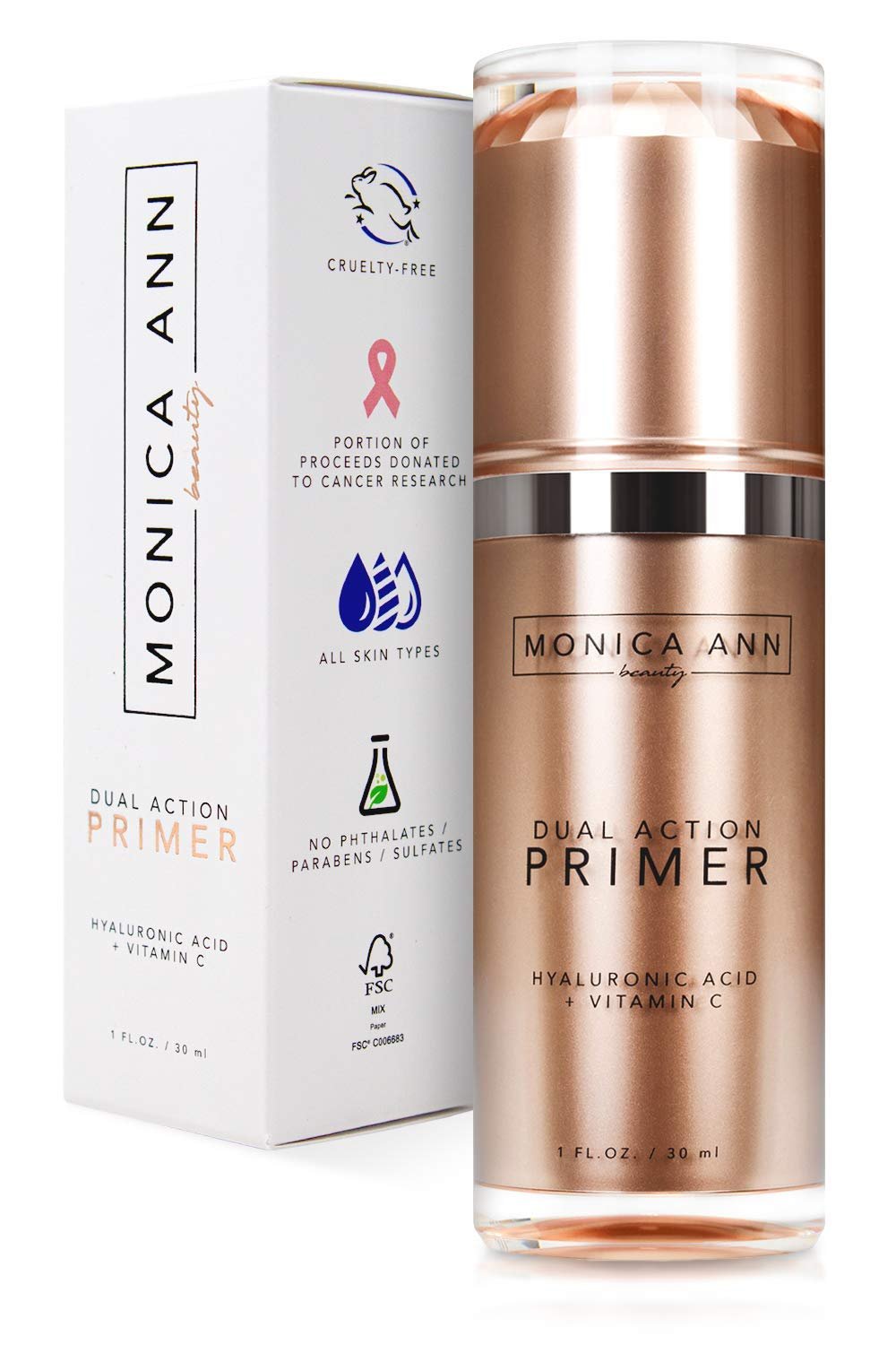 Dual-Action Face Primer - 30 mL | Hydrating Makeup Primer With Vitamin C & Hyaluronic Acid | Smoothing Translucent Matte Pore Minimizer | Foundation Primer For Any Skin Tone - Image 2