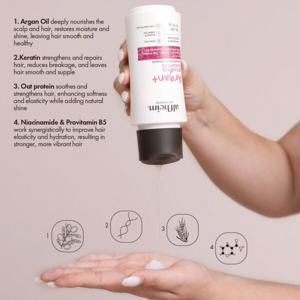 Argan REPAIRING Shampoo Conditioner Set for dry damaged hair is infused with Hydrolyzed Keratin, repair strands and prevent future damage.'Keratin, Oat Protein, Niacinamide, Argan Oil,Vitamin B5 - Image 5