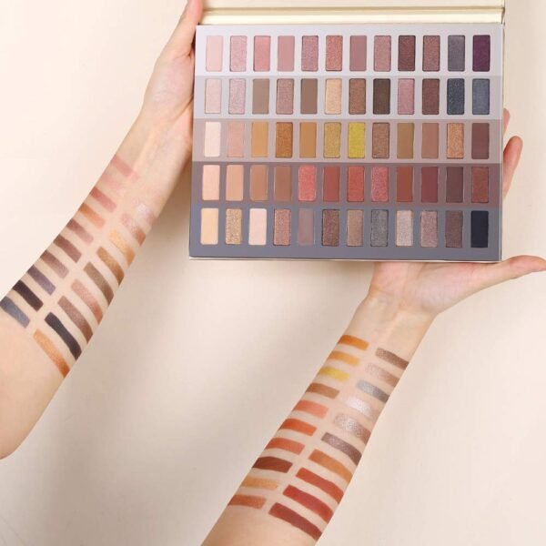 UCANBE 60 Colors Naked Eyeshadow Palette + Makeup Brush Set, All in One Nude Neutral Smokey Makeup Pallet with Brushes, Pigmented Warm Matte Shimmer Powder Eye Shadows Cosmetic Halloween Beauty Kit - Image 4