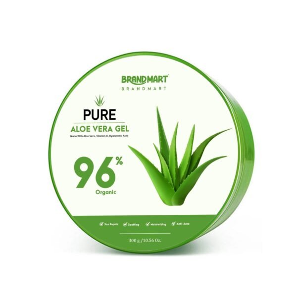 Organic Aloe Vera Gel for Face, Body Skin, Hair & Sunburn Relief, 96% Pure Aloe Vera Gel for Soothing, Hydration, Calming Moisturizer for After Sun Skin Care (300 ml) - Image 4