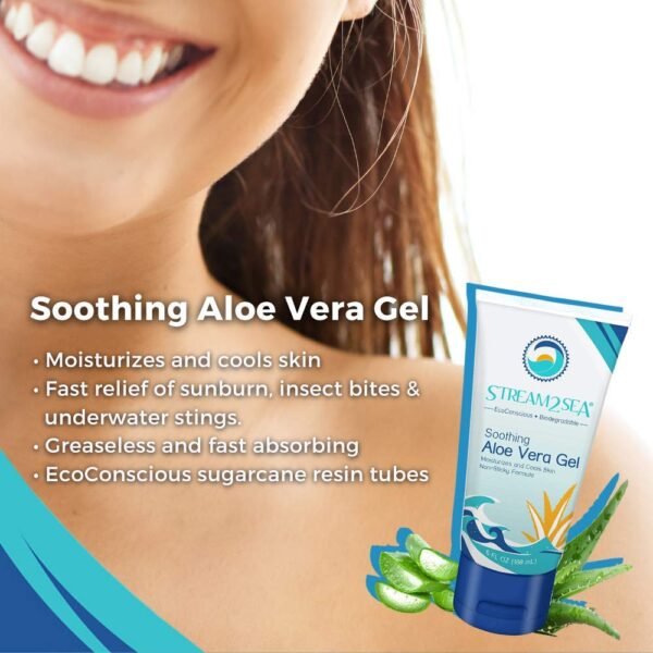 STREAM 2 SEA Soothing Aloe Vera Gel, Reef Safe Paraben Free All Natural Underwater Sting and Sunburn Relief, After Sun Care for Face and Body Easy to Absorb Hydration Moisturizing Formula, 6 Fl oz - Image 3