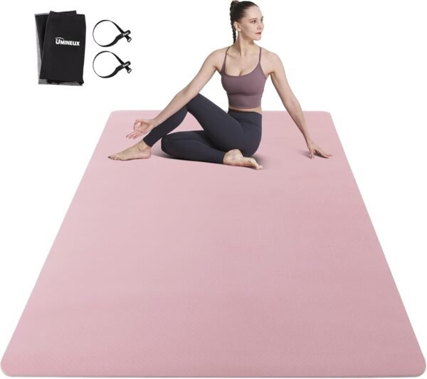 Large Yoga Mat for Men and Women 1/4 & 2/5 Inch Extra Thick TPE Fitness Mat for Home Gym Workout, Non-Slip, Eco Friendly Exercise Mat for Yoga, Pilates, Stretching, Meditation - Image 2