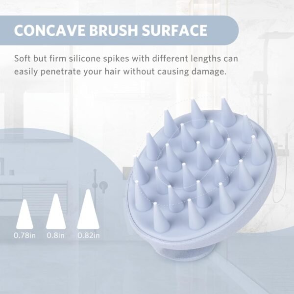 Sndyi Scalp Massager Shampoo Brush, Scalp Scrubber with Soft Silicone Bristles, Scalp Exfoliator for Dandruff Removal, Wheat Straw Hair Scalp Massager for Hair Growth, Wet Dry Scalp Brush, Blue - Image 4