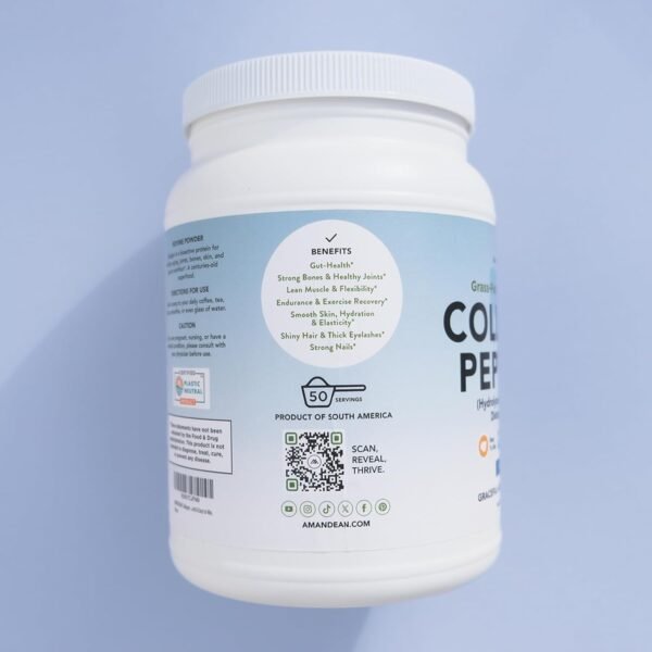 AMANDEAN Collagen Peptides Powder (17.6oz). Grass-Fed Hydrolyzed Protein Supplement. Promotes Healthy Joints, Skin, Hair, Nails. Unflavored & Easy to Mix. - Image 7
