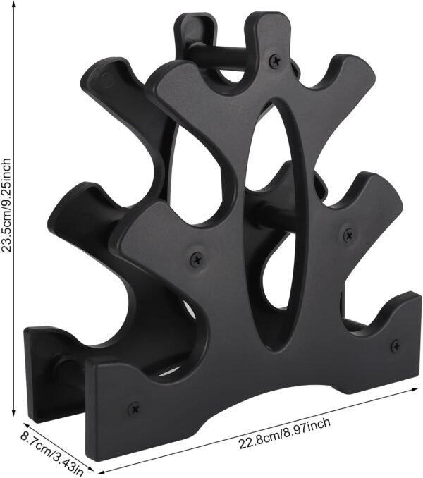 1 Pack Dumbbell Rack Stand-3 Tier Weight Rack for Dumbbells,Plastic Dumbbell Stand A Frame Triangle Small Weight Storage Shelves,Holds 1-32 LBs (Without Dumbbells) - Image 3