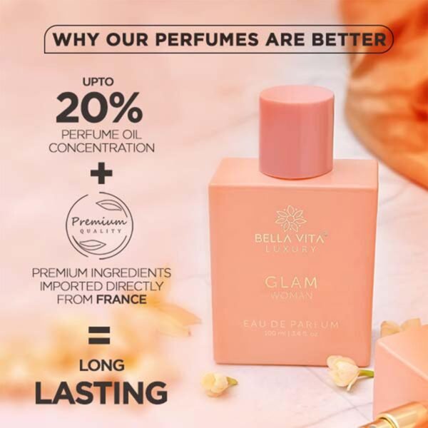 Bellavita Luxury GLAM Perfume for women | Long-Lasting Eau De Parfum | Gift for birthdays and anniversary | Vegan and Cruelty-free | perfume oil imported from France, Spain, and Italy - Image 4