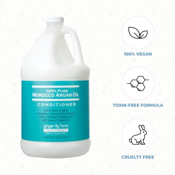 Ginger Lily Farms Salon Formula 100% Pure Morocco Argan Oil Conditioner for All Hair Types, 100% Vegan & Cruelty-Free, 1 Gallon, 128 Fl Oz (Pack of 1) Refill - Image 6