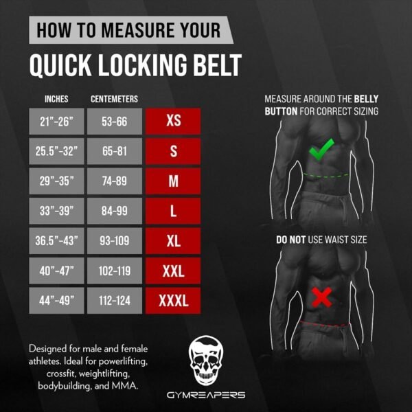 Gymreapers Quick Locking Weightlifting Belt for Bodybuilding, Powerlifting, Cross Training - 4 Inch Neoprene with Metal Buckle - Adjustable Olympic Lifting Back Support - Image 3